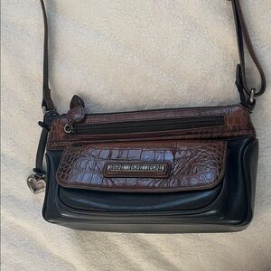 Brighton Silver and Brown Textured Crossbody Bag